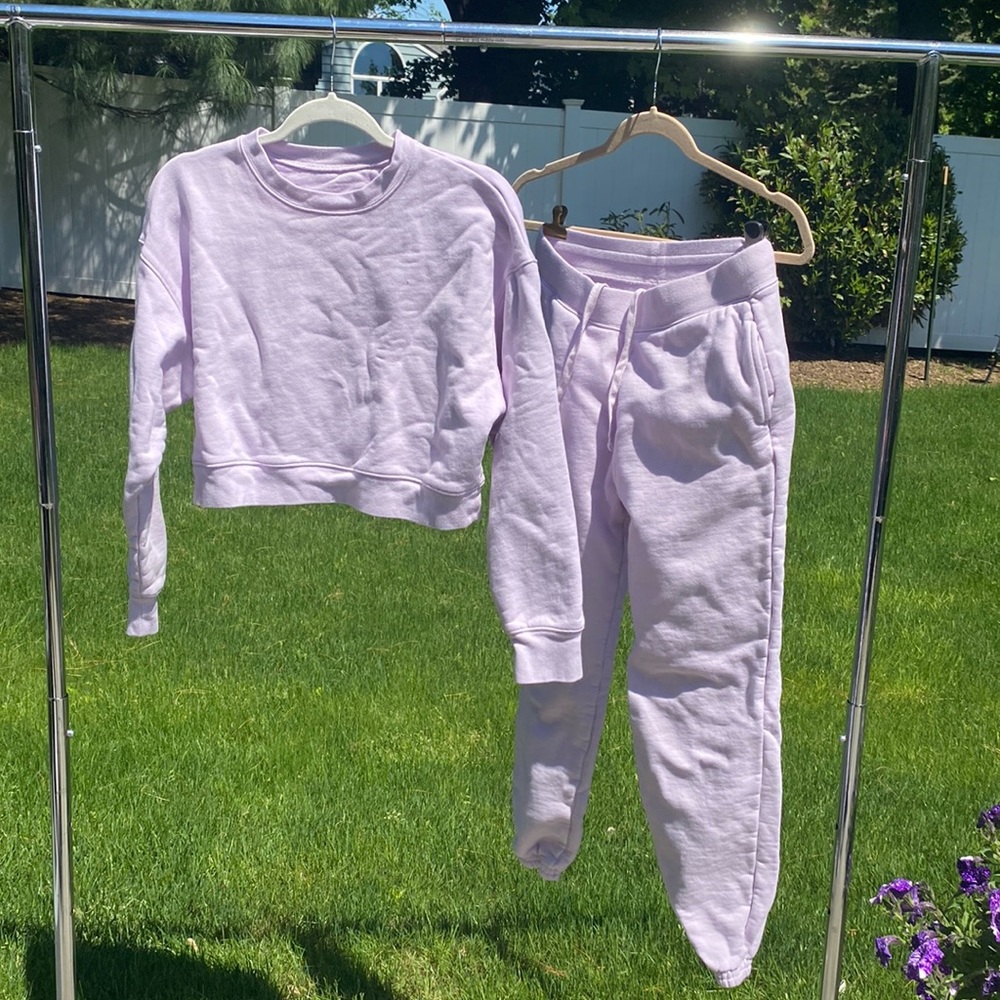 Girlfriend Collective Lilac Sweatshirt and Sweatpants 2pc Set